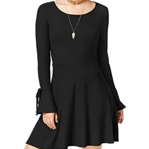 Planet Gold Dresses & Skirts - Planet Gold  Bell-Sleeve Fit & Flare Dress NAVY